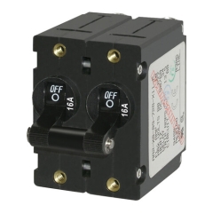 A-Series Black Toggle Circuit Breaker - Double Pole 16A