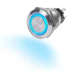 BLUE-4160 10A Push Button LED Ring Swtch On/Off Bl